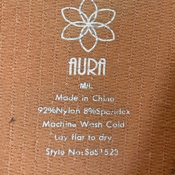 AURA Ribbed Tan Stone Washed Soft Flattering V-Neck Bodysuit - Picture 3 of 6